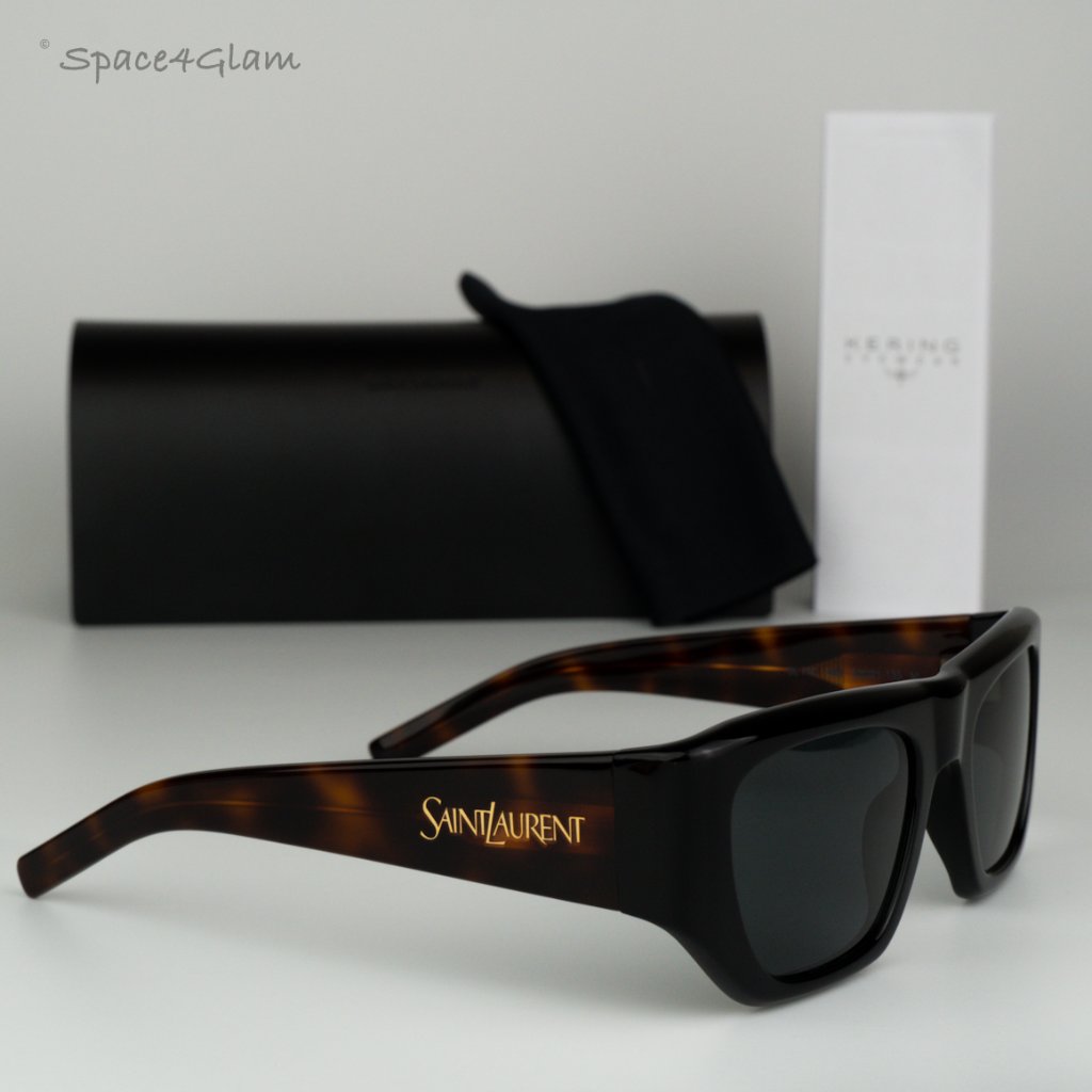 Brand New Saint Laurent Sl740 004 Black Havana Square Unisex Sunglasses